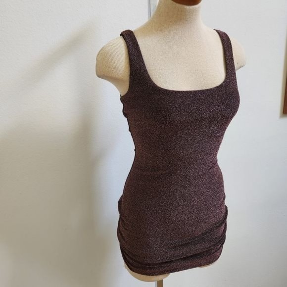 Windsor Brown Glitter Mini Dress, Sleeveless - Picture 3 of 10